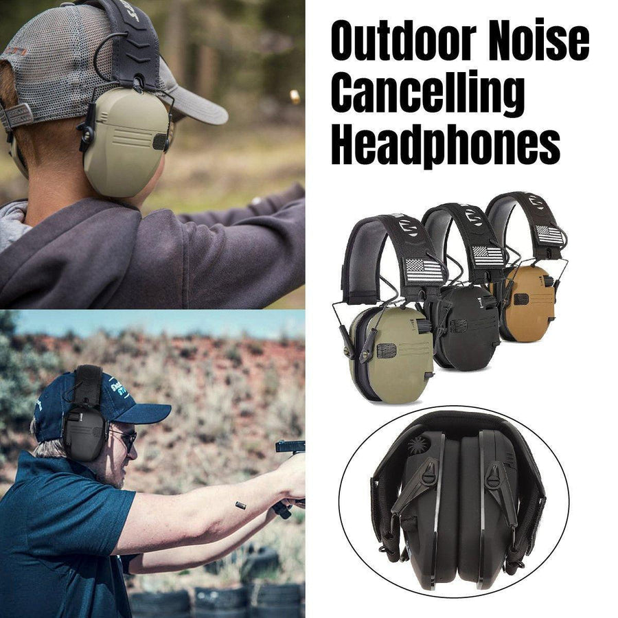 Professional Shooting Noise Cancelling Earmuffs Outdoor Soundproof Headphones - Black