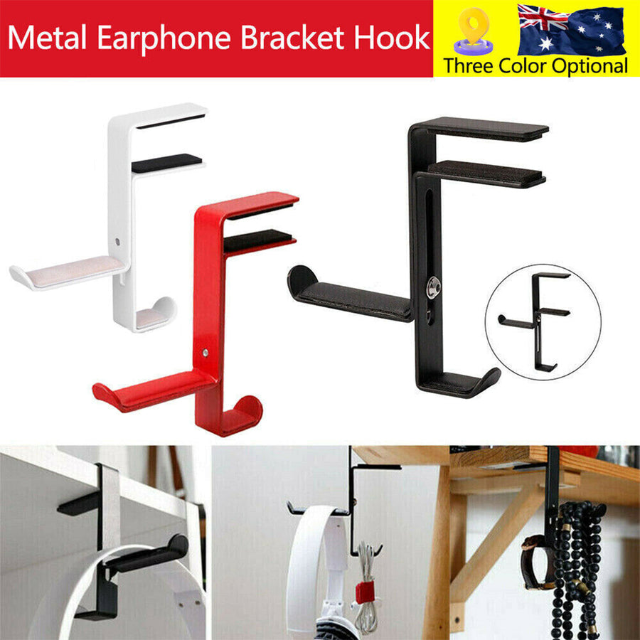 Metal Earphone Headset Desks Display Stand Hanger Holder Headphone Bracket Hook - White