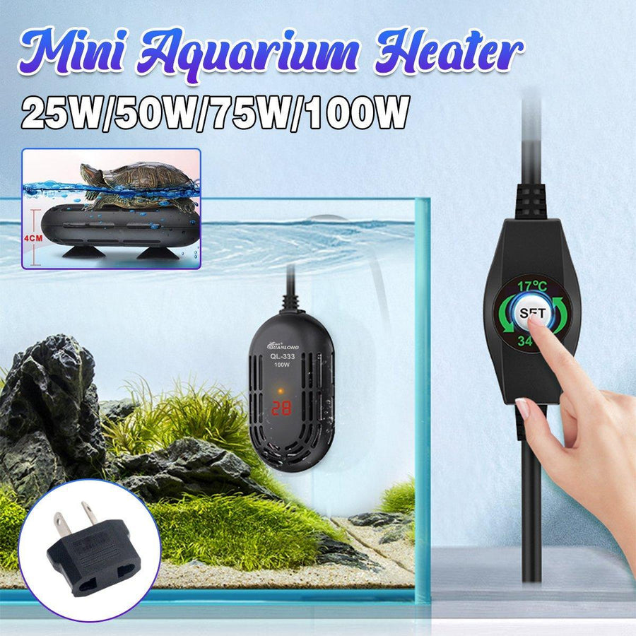 Mini Submersible Aquarium Temperature Rod with Thermostat for Fish and Turtle Tanks - 100W