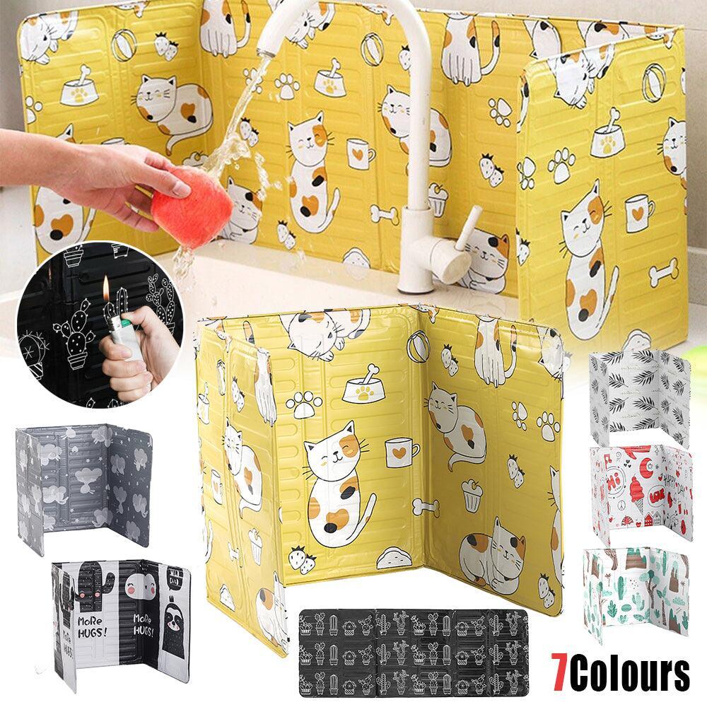 Kitchen Oil Splash Guard Wall Foil Protector Stove Cover Removable Baffle Screen - Leaf