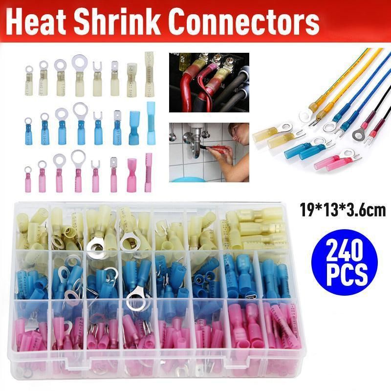 240PCS Heat Shrink Wire Connectors Electrical Crimp Marine Automotive Terminals
