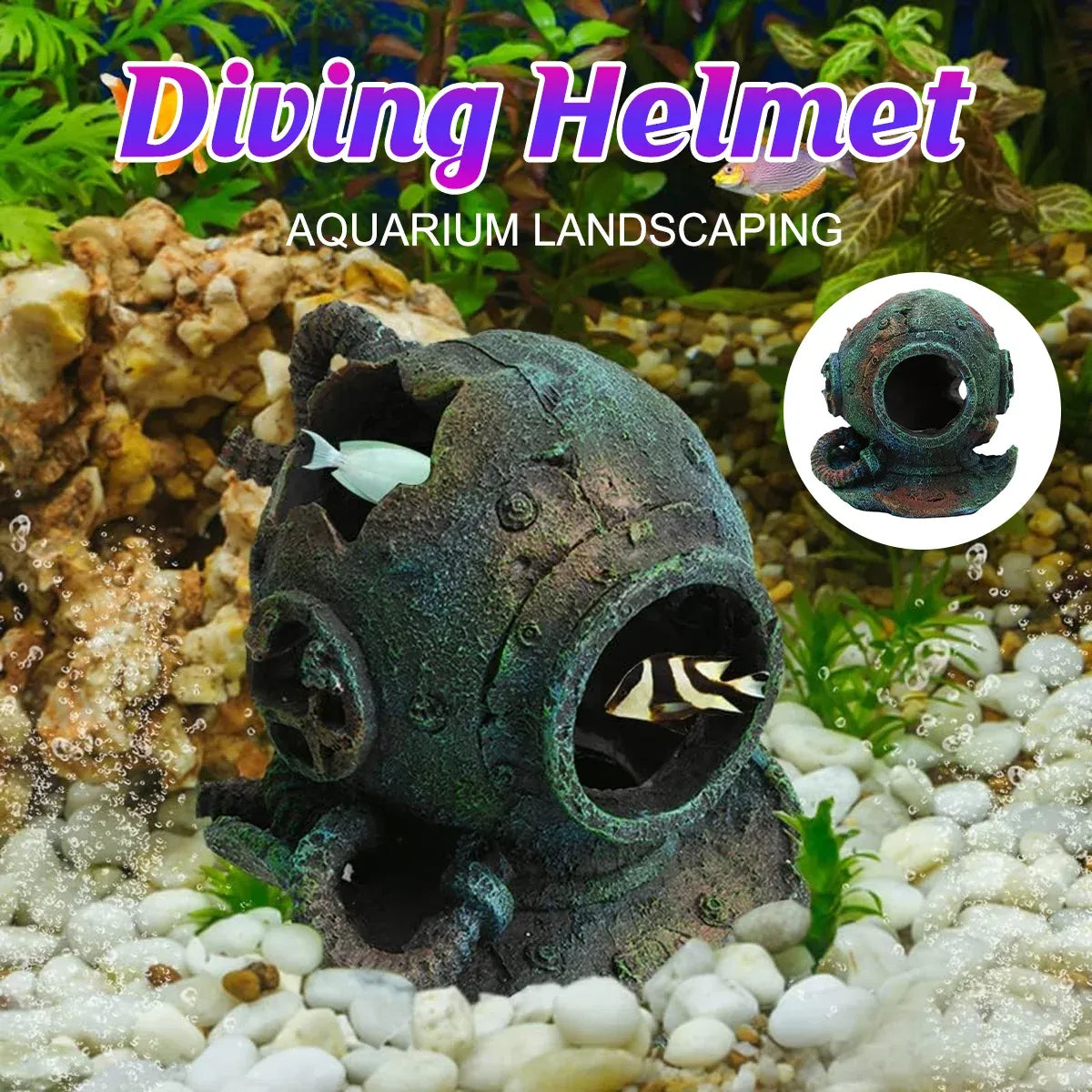 Diving Helmet Decoration Aquarium Ornament Fish Tank Landscape House Decor