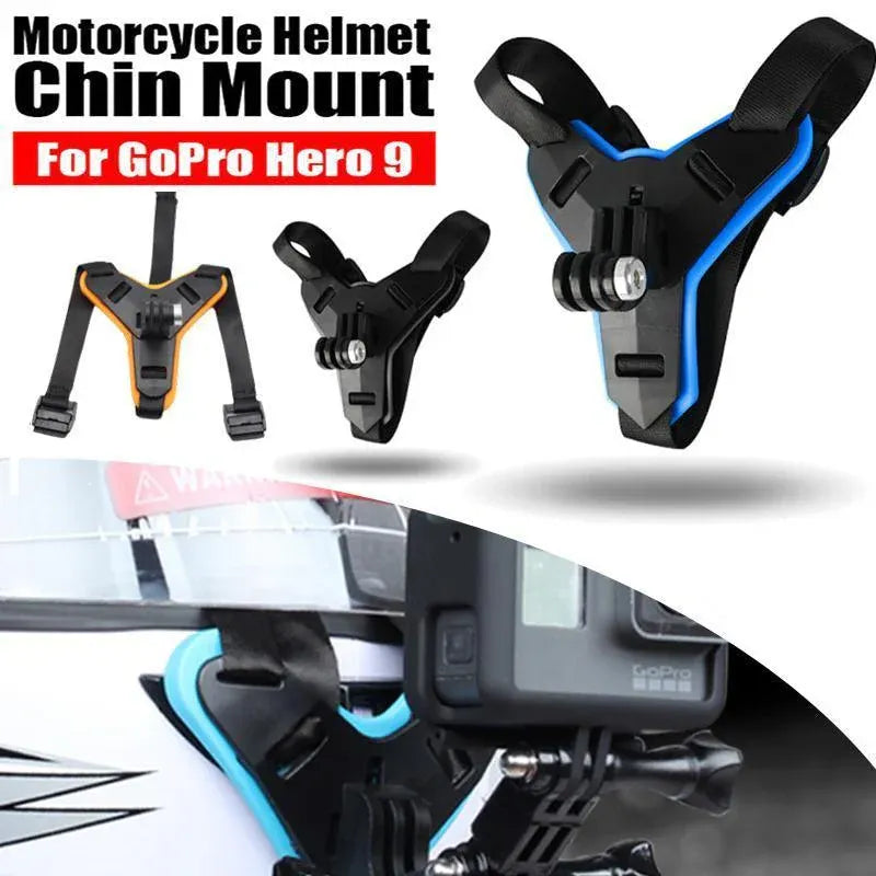 Helmet Chin Mount Holder Motorcycle Strap For GoPro Hero 9/8/7/6/5 Sports Camera - Black