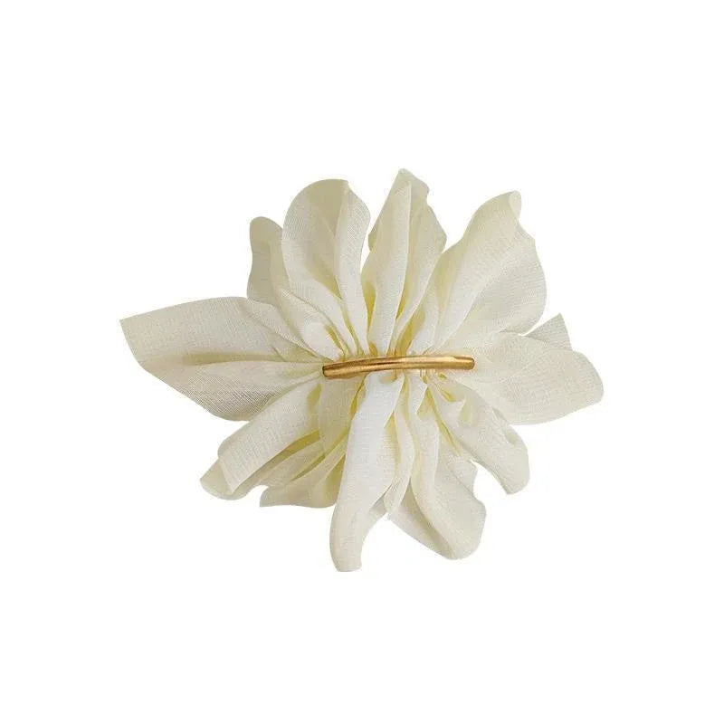 Chiffon Headdress Flower Hairpin Woman Sweet party hair Claw styling Hair Clips - Beige
