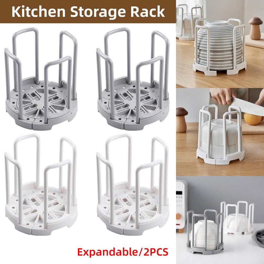 2pcs Kitchen Dish Drying Rack with Drainage Storage Cup Holder Organizer Stand - White