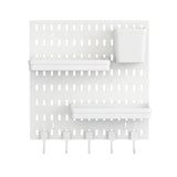 Wall Mounted Pegboard Storage Rack No Drill Organizer Tool Shelf Home Office - White