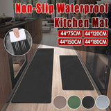44x150cm Non-Slip Waterproof Kitchen Door Mat Floor Rug Carpet Anti-Oil Easy Clean - Grey