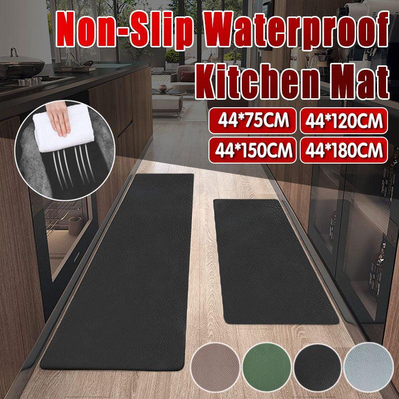 44x150cm Non-Slip Waterproof Kitchen Door Mat Floor Rug Carpet Anti-Oil Easy Clean - Grey
