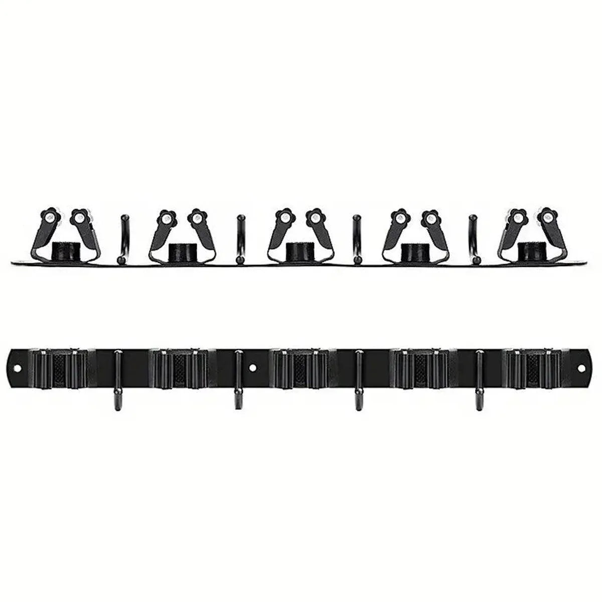 Punch-free Wall Mounted Mop Rack Nail-free Storage Rack Multi-use Mop Holder - Black