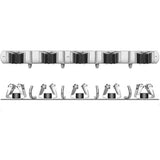 Punch-free Wall Mounted Mop Rack Nail-free Storage Rack Multi-use Mop Holder - Silver