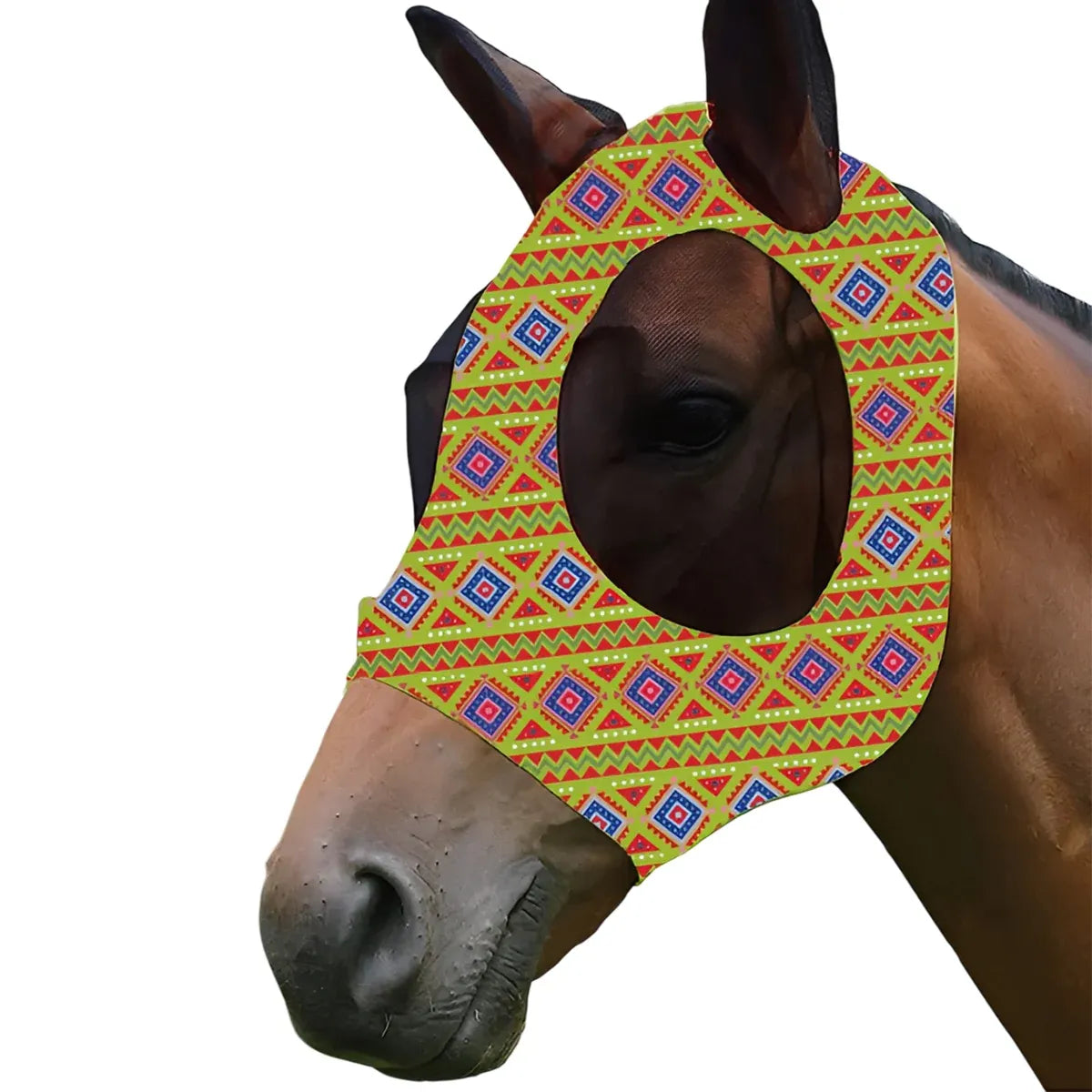 Mosquito Proof Horse Mask Printed Head Cover Large Size Protective for Outdoor - Green