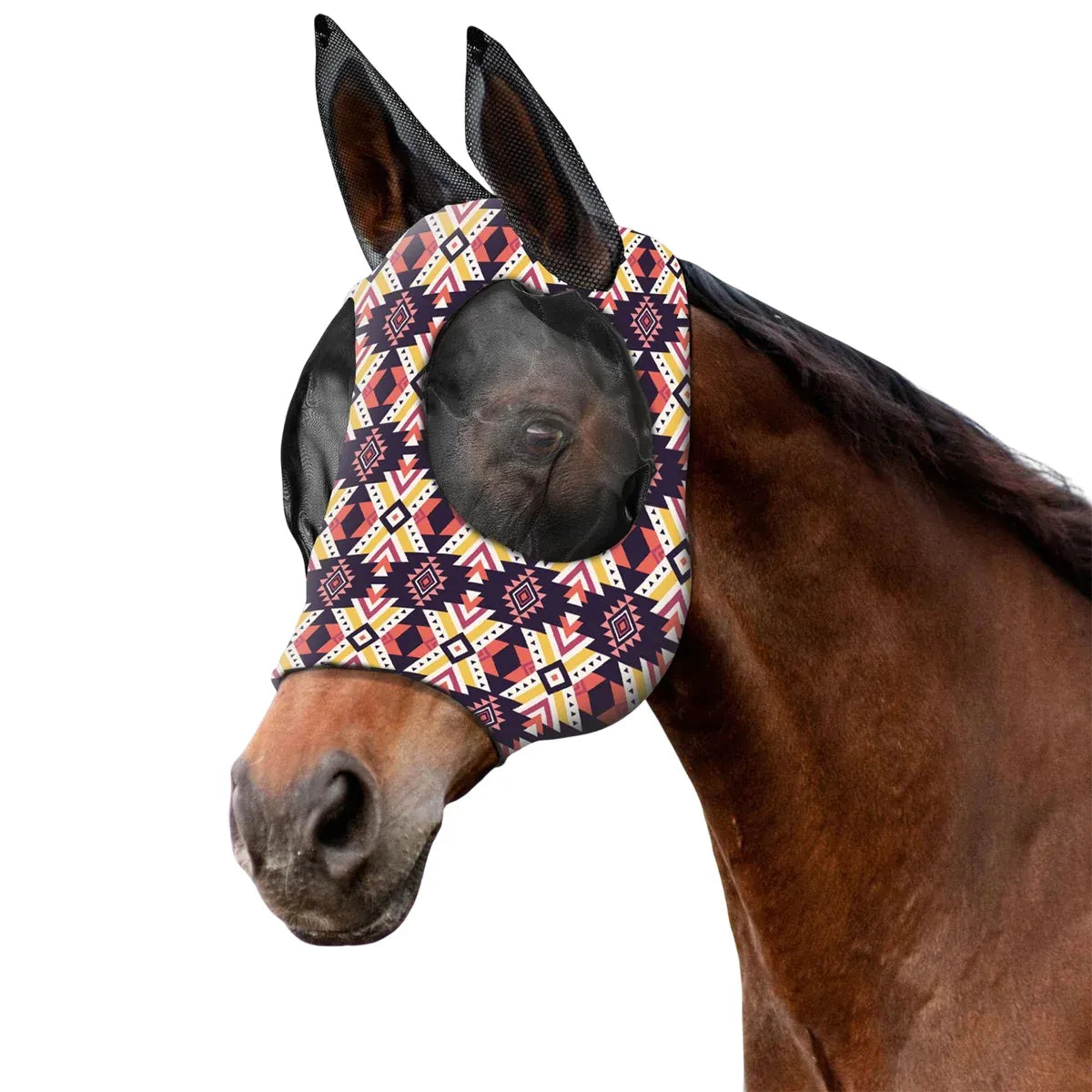 Mosquito Proof Horse Mask Printed Head Cover Large Size Protective for Outdoor - Purple