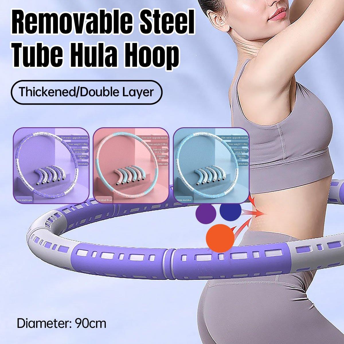 Detachable Weighted Hula Hoop Fitness Equipment for Home Exercise Use - Blue White