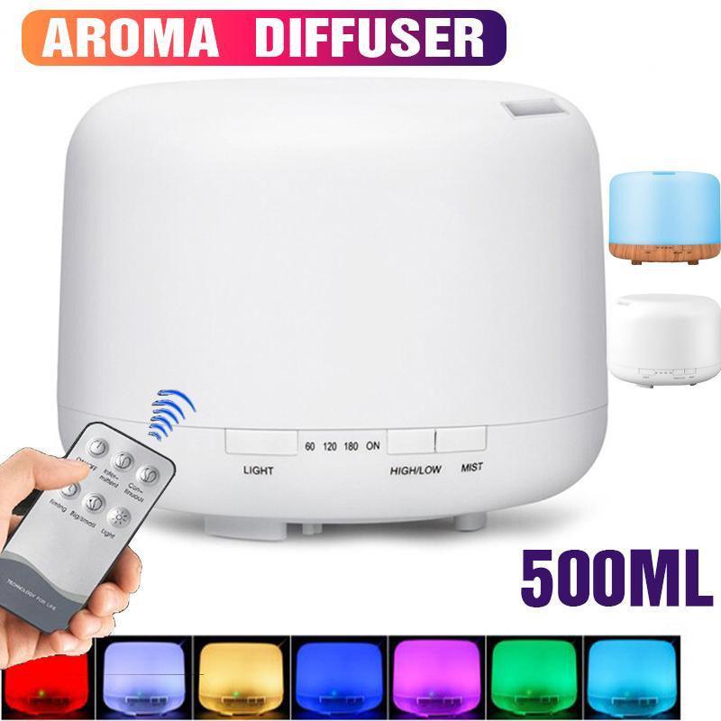 500ML Aroma Aromatherapy Diffuser LED Oil Ultrasonic Air Humidifier Purifier - Light Wood