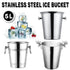 5L Stainless Steel Ice Bucket Champagne Wine Bucket Hotel Bar Ice Container - Silver Handle