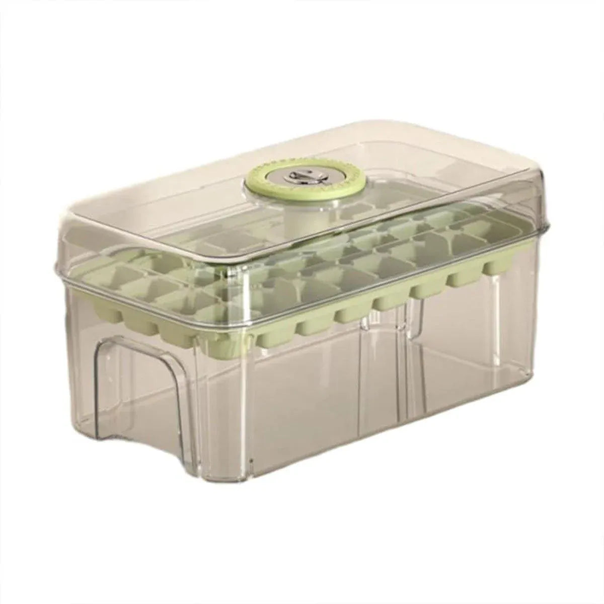 Large Capacity Food Grade Ice Cube Mold with Lid Household Ice Storage Box - Green