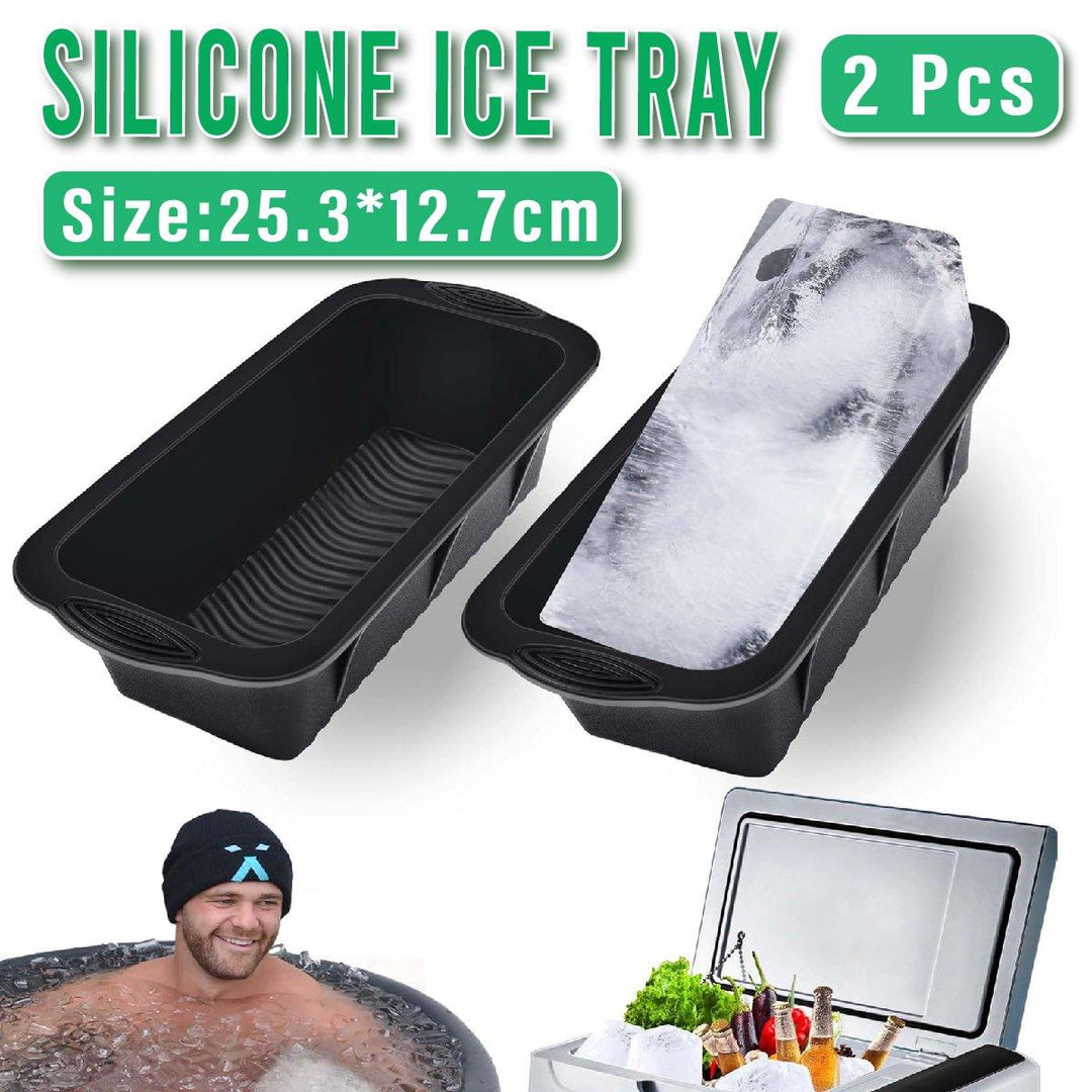 2PCS Reusable Silicone Ice Blocks Large Cube Tray for Drinks and Cocktails