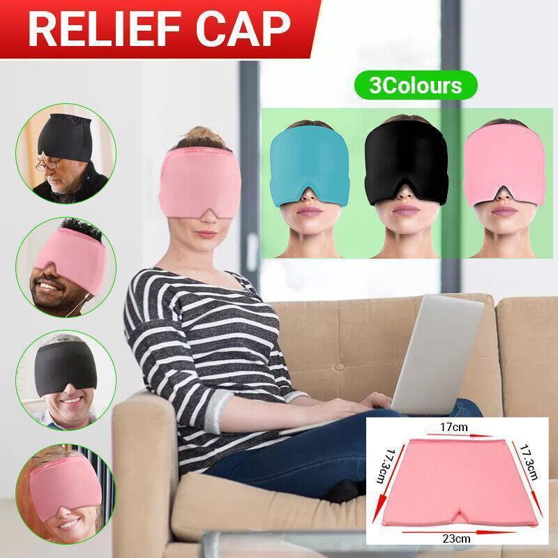 Aroma Season Ice Pack Migraine Hat Hot Cold Therapy Headache Pain Relief Cap Au - Black