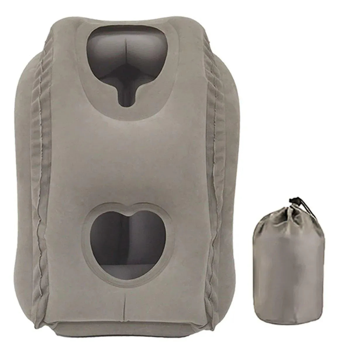 Inflatable Air Cushion Travel Pillow for Airplane Office Nap Rest Neck Head Chin - Grey