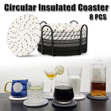 8PCS Cotton Rope Coasters Set with Metal Holder Heat Insulated Drink Placemats
