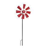 Metal Windmill Garden Decor Outdoor Yard Stake Ornament for Lawn Courtyard Park - Red