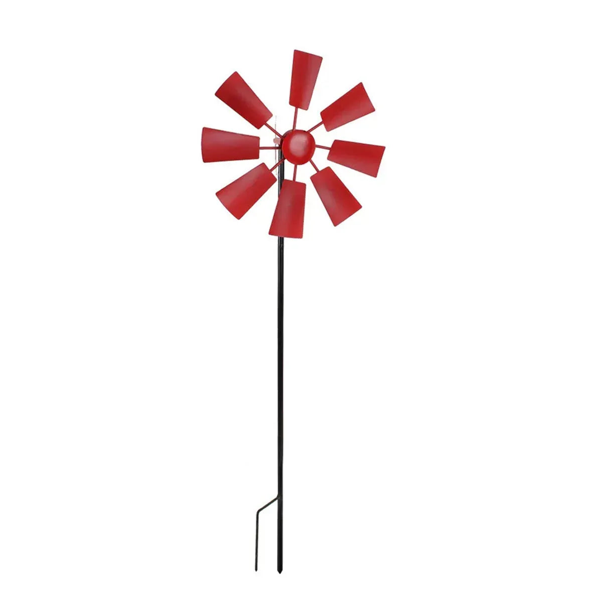 Metal Windmill Garden Decor Outdoor Yard Stake Ornament for Lawn Courtyard Park - Red