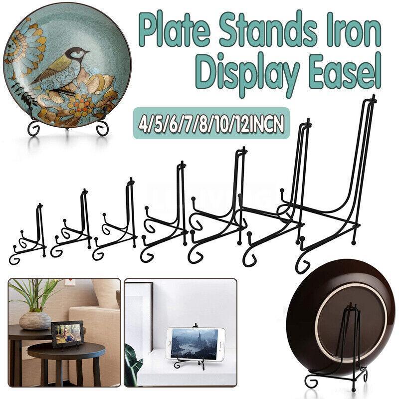 Plate Stands Iron Display Easel Photo Picture Bowl Dish Book Holder Frame Black - 5 Inch