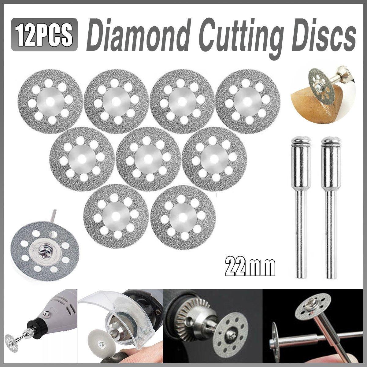 12PCS Diamond Cut Discs Blades Drill Bit Set for Dremel Rotary Tool Multi Use