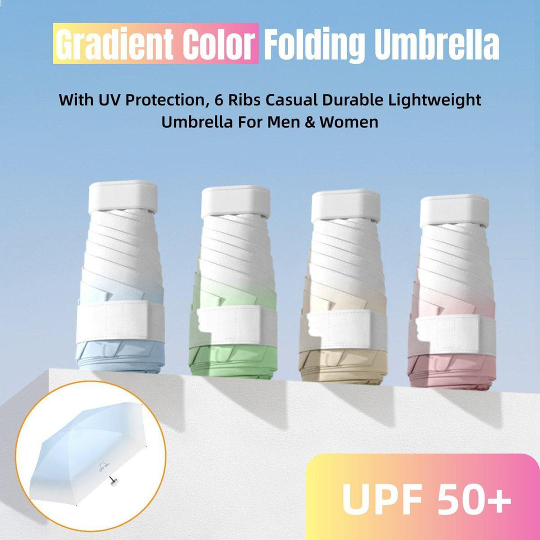 Mini Pocket Umbrella Anti-UV Sun/Rain Windproof 6 Folding Ultra Light Umbrella - Khaki