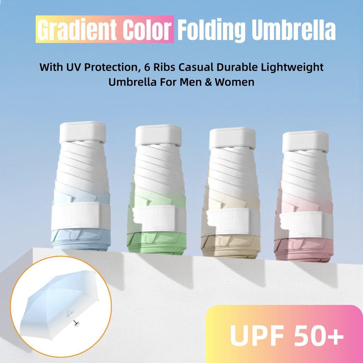 Mini Pocket Umbrella Anti-UV Sun/Rain Windproof 6 Folding Ultra Light Umbrella - Khaki