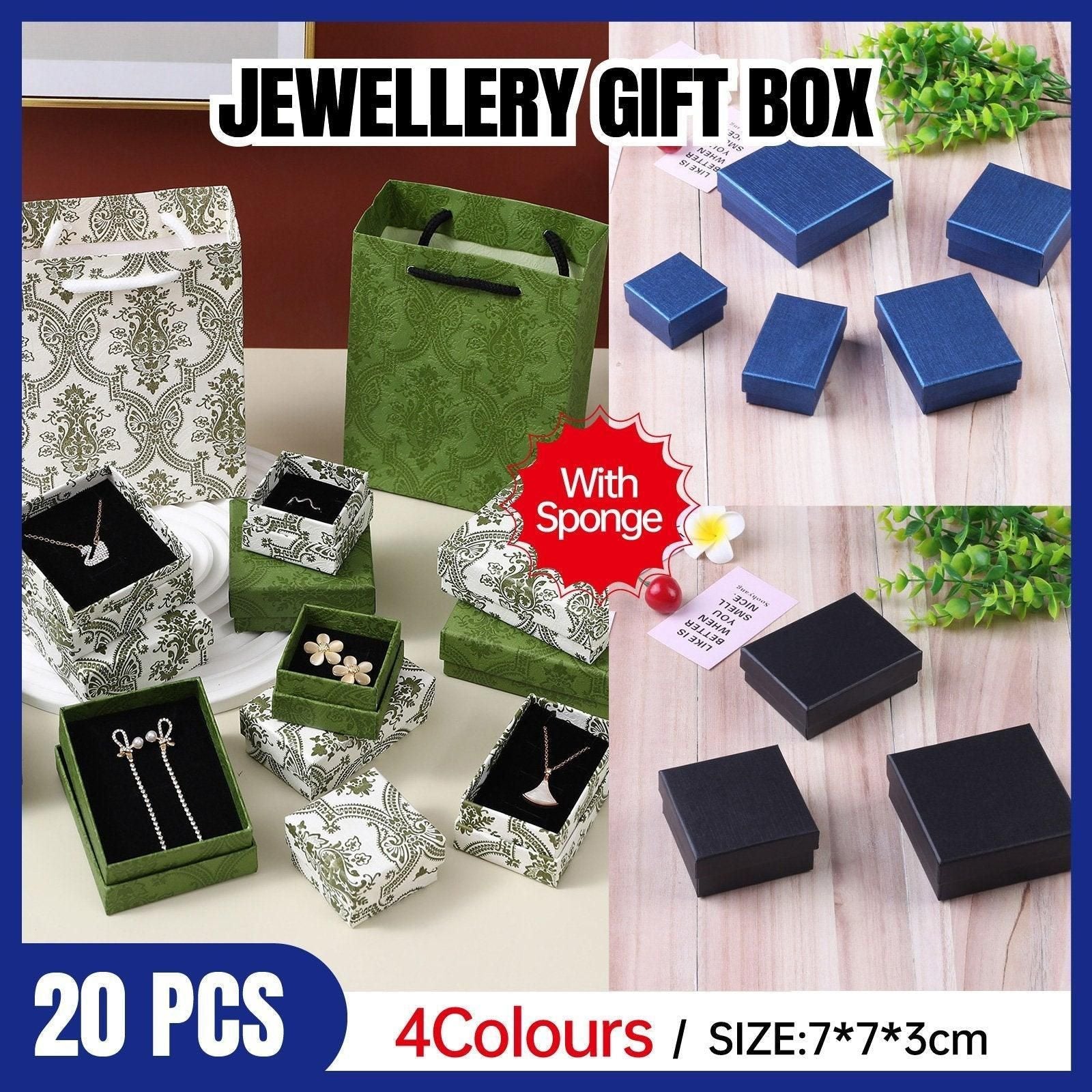20pcs Ring Earring Gift Boxes Small Jewelry Packaging Storage Case Organiser - Black