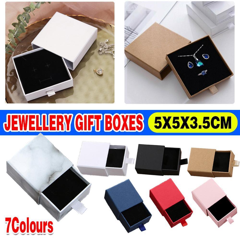 Jewellery Gift Box Necklace Ring Bracelet Bangle Earring Cardboard Box 5*5*3.5cm - White