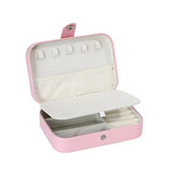 Portable Travel Jewellery Box Organizer Leather Ornaments Display Case Storage - Pink