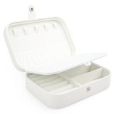 Portable Travel Jewellery Box Organizer Leather Ornaments Display Case Storage - White