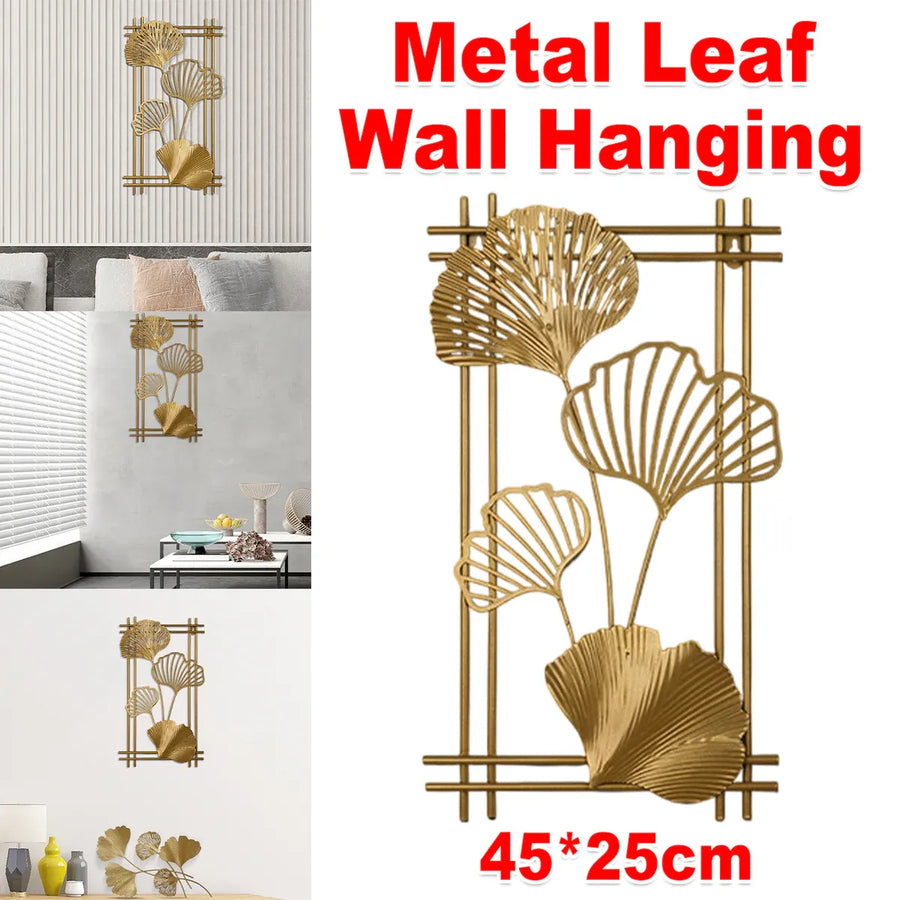 New Chinese Style Metal 3D Leaf Wall Hanging Ornament Decor For Home Bedroom