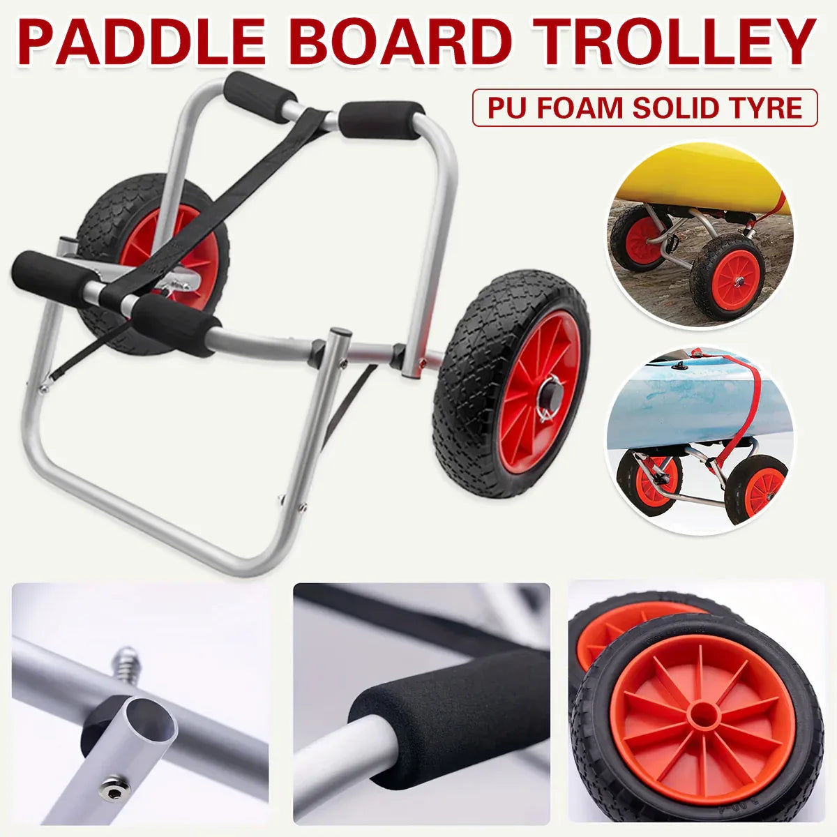 Boat Kayak Canoe Cart Kayak Trailer Sturdy Aluminum Alloy Paddle Board Kayak