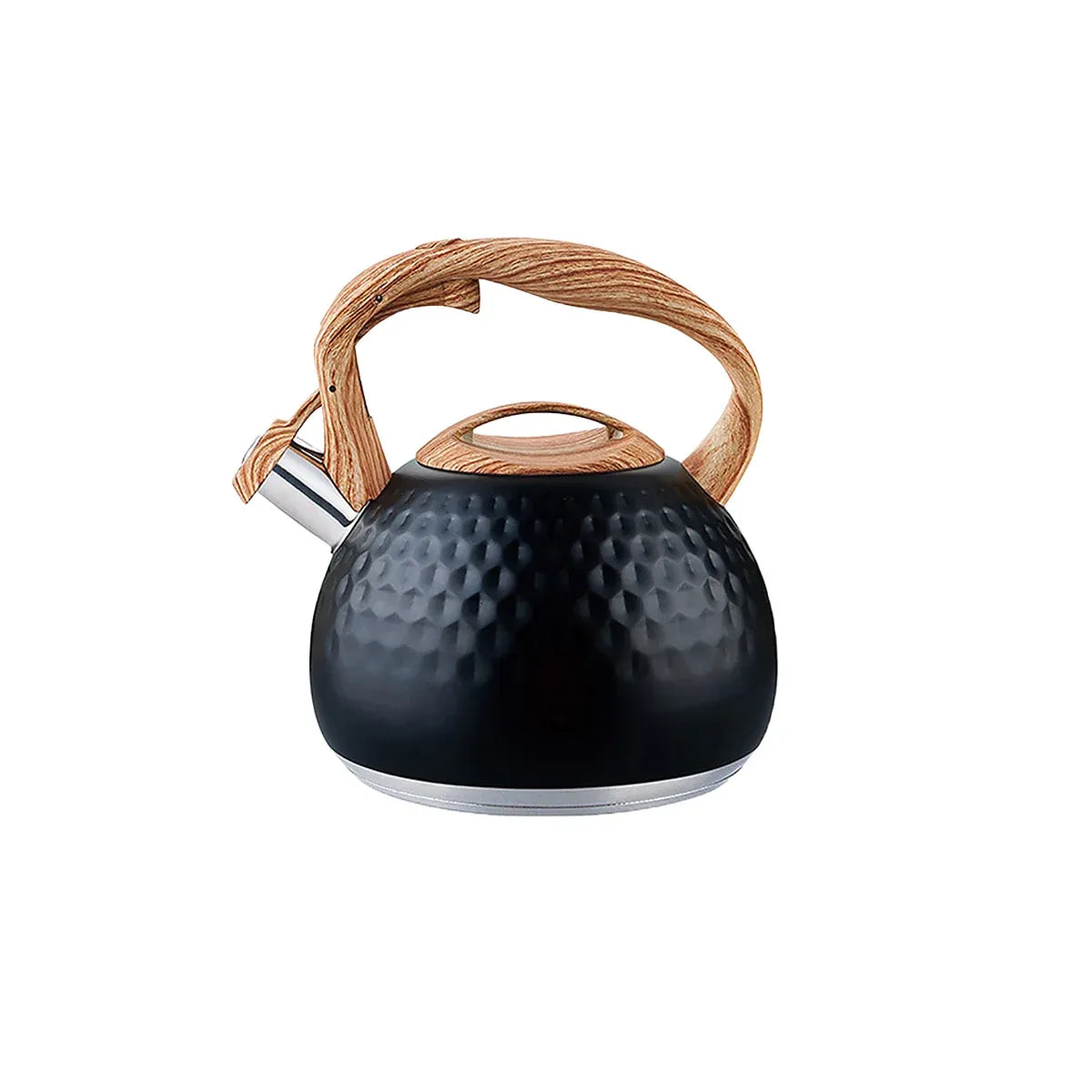 3L Stainless Steel Whistling Kettle Hammer Pattern Induction Gas Teapot Use - Black