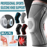 Grey Knee Brace Knee Compression Sleeve Professional Sports Silicone Knee Support - L