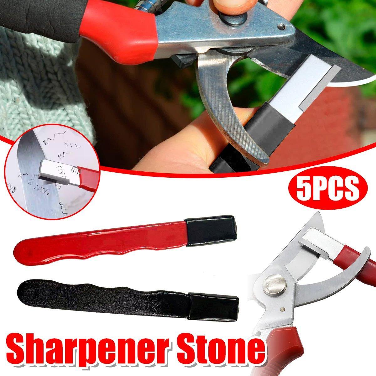 5pcs Handheld Garden Tool Knife Sharpener Quick Pocket Blade Carbide Sharpener - Black