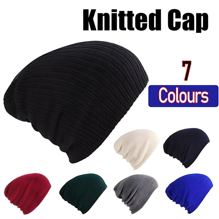 Winter Thermal Warm Women Men Hat Slouch Baggy Hat Beanie Ski Knitted Cap - Black
