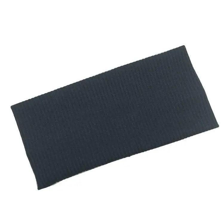 Women Headband Solid Wide Turban Knitted Cotton Hairband Girls Elastic Hair Band - Black