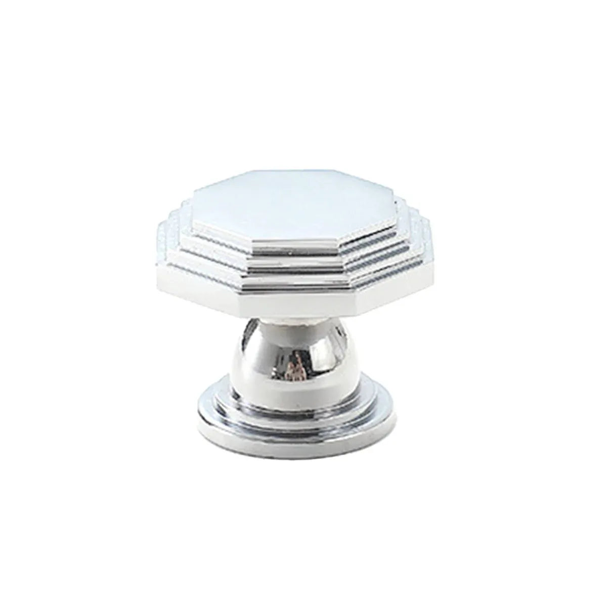 French Cabinet Handle Bright Silver Single Hole Modern Pull for Drawer Wardrobe - Octagon