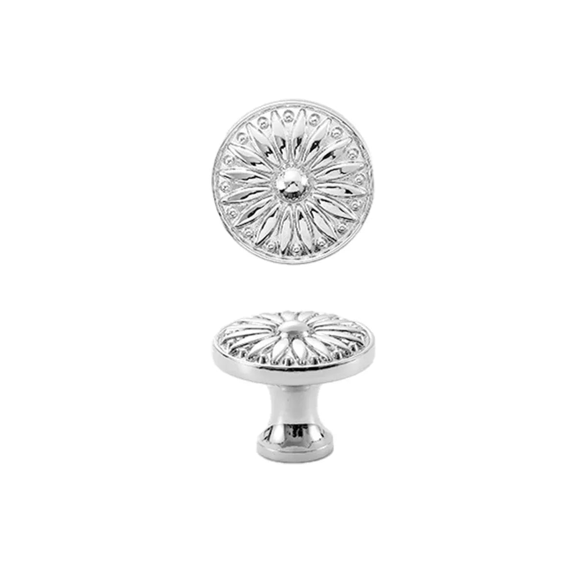 Cabinet Door Handle Round Single Hole Drawer Pull Cabinet Pattern for Furniture - Silver