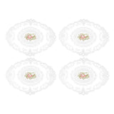 4 Pack Retro Lace Oval Placemats 31x42cm French Crochet Doilies 4 Colors Set - White