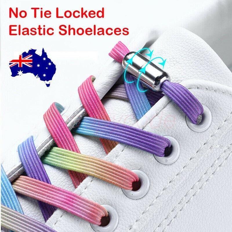 No Tie Locked Elastic Shoelace Shoe Lace Lazy Laces Sneakers Sports - NO.22 Silver Grey