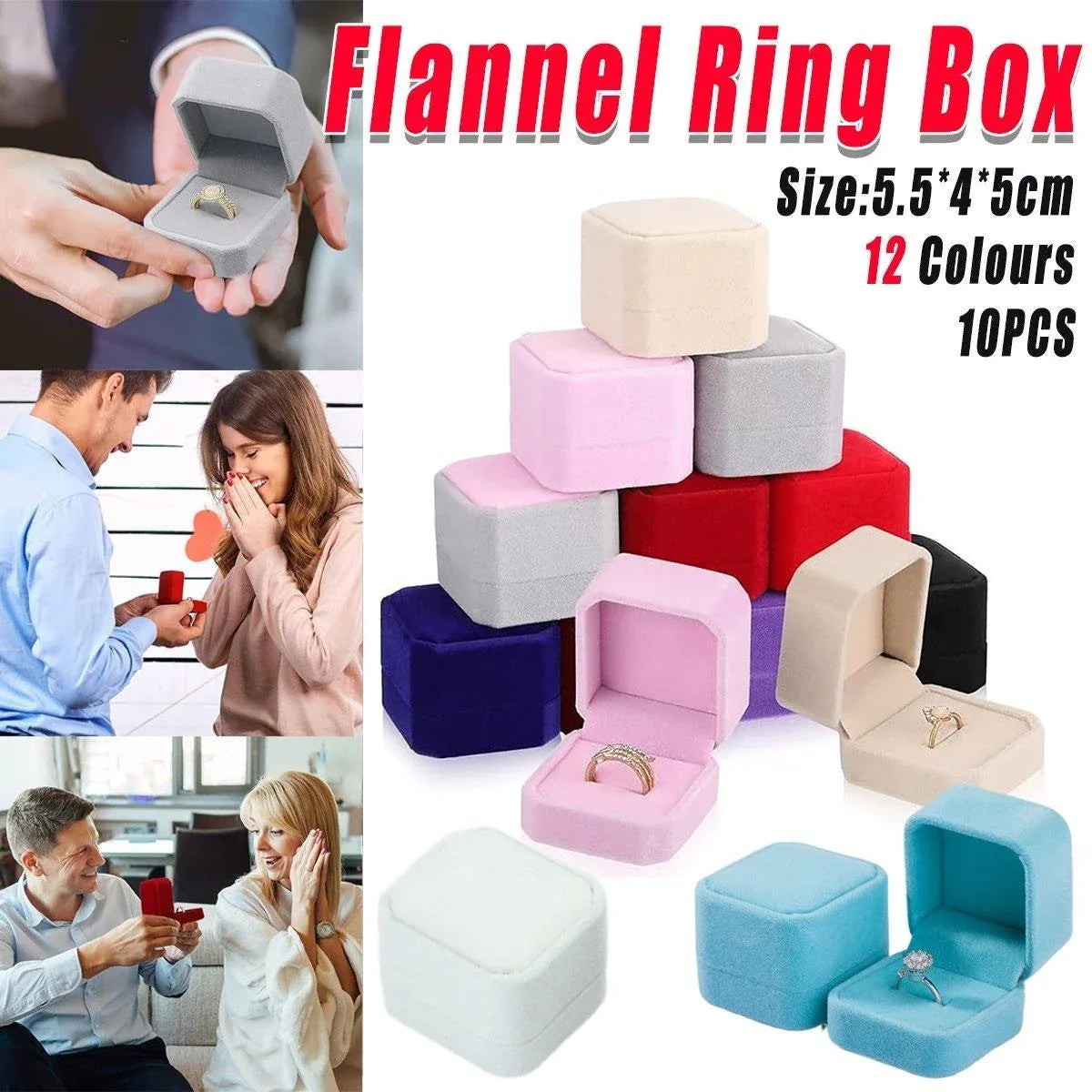 10X Flannel Ring Jewelry Earring Ring Jewelry Boxes Exquisite Gift Organizer - Black