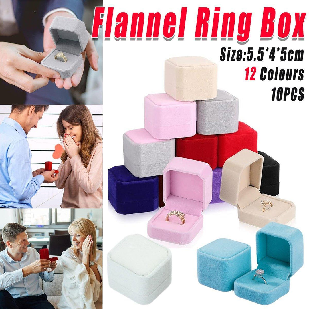 10X Flannel Ring Jewelry Earring Ring Jewelry Boxes Exquisite Gift Organizer - Pink Grey