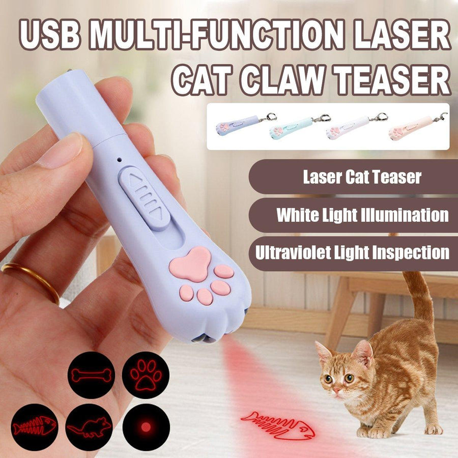 Mini Handheld Cat Claw Teasing Toy Interactive Pet Play Wand for Kitten Exercise - Pink