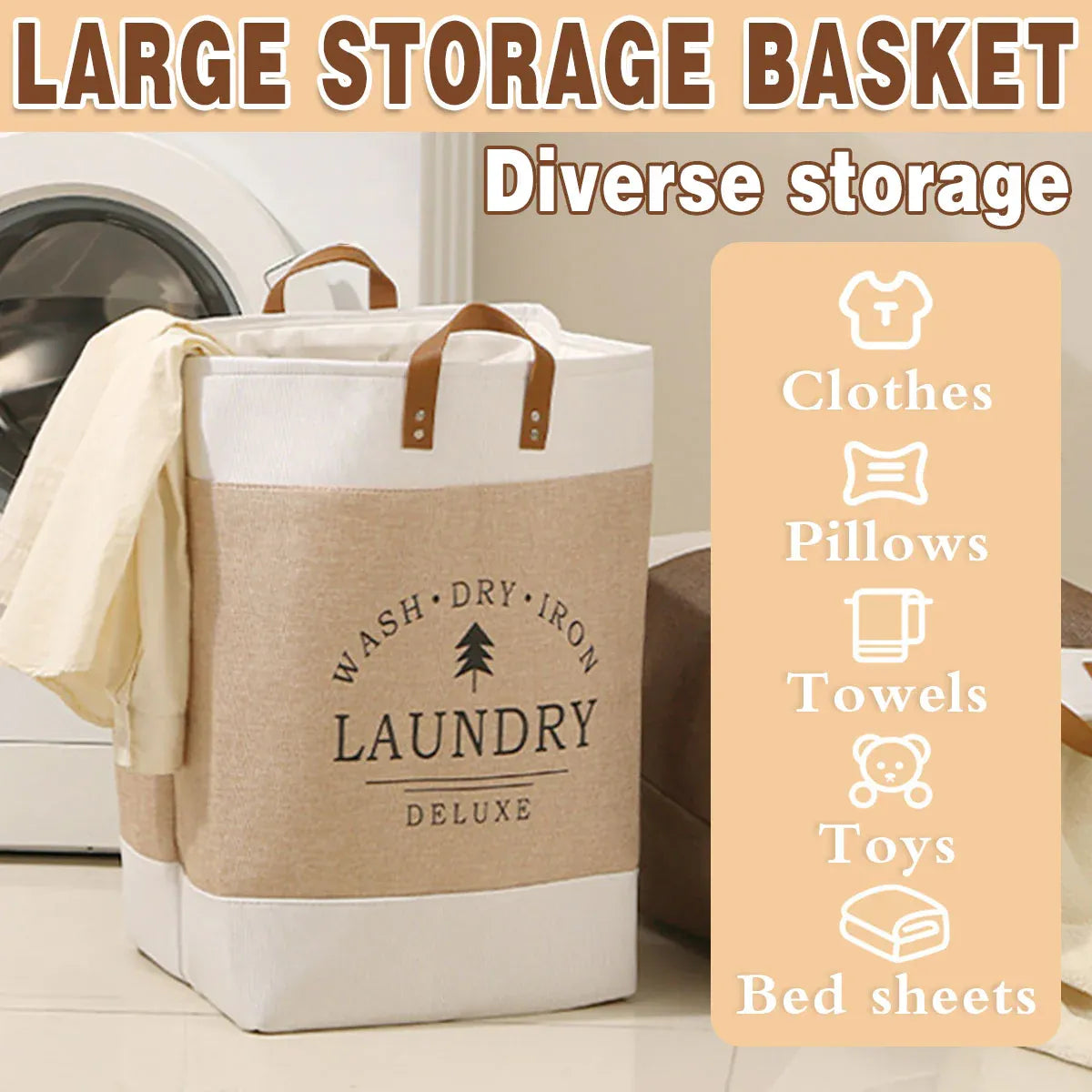 Foldable Laundry Basket Clothes Storage Bin Dirty Clothes Hamper Toy Organizer