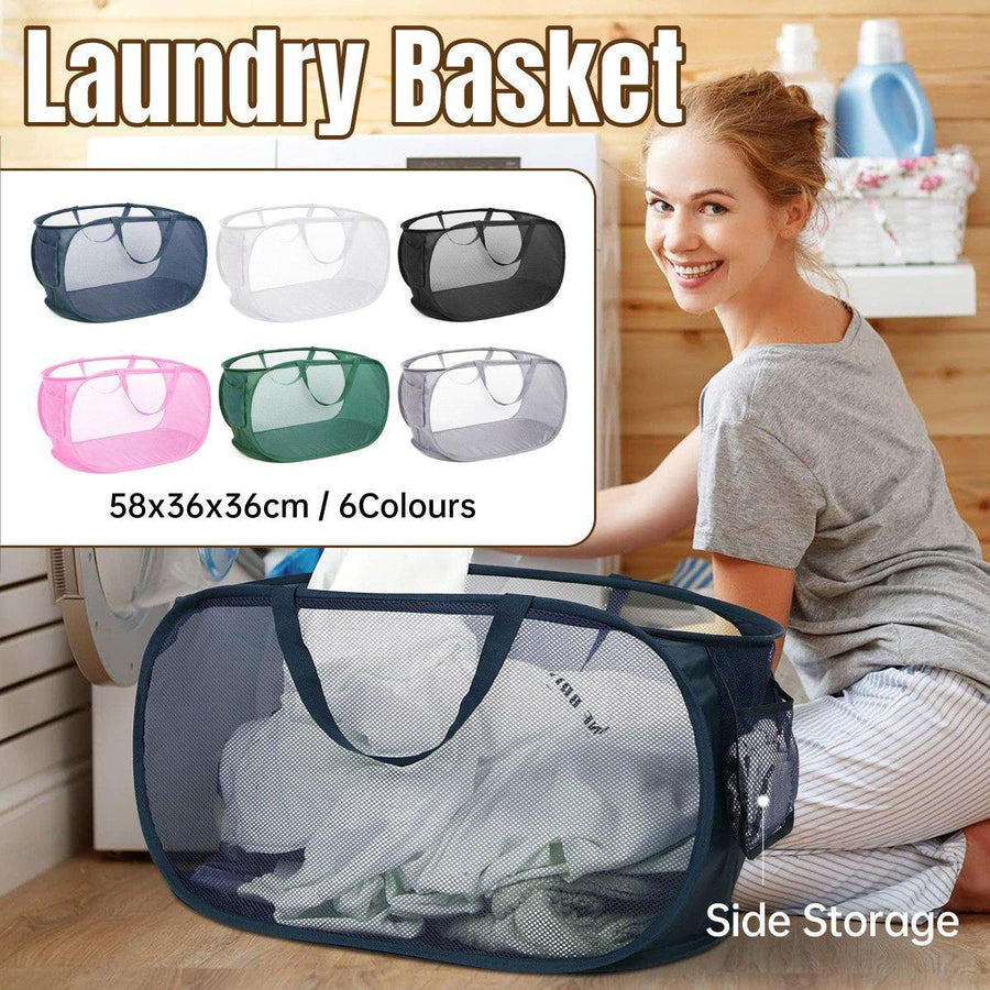 Large Folding Laundry Basket Collapsible Storage Organizer Dirty Clothes Hamper - Pink